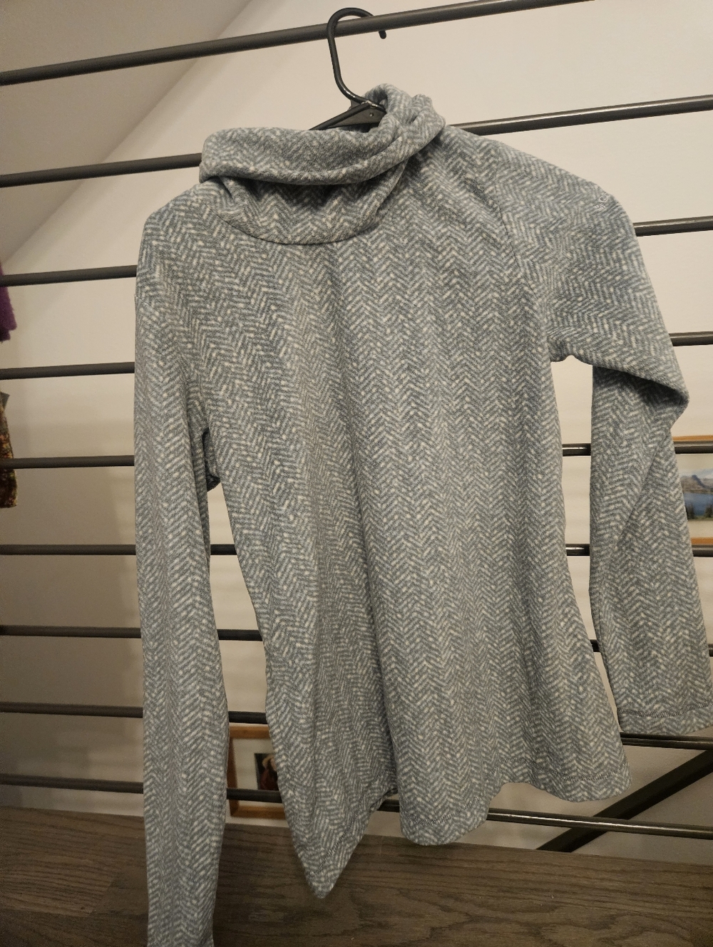 Cozy Light Gray Herringbone Turtleneck Sweater